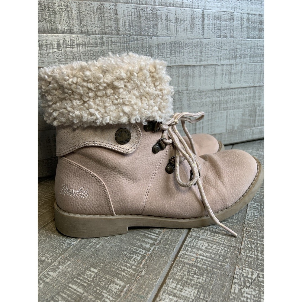 Blowfish Size 3 Kids Girls Light Pink Ankle Boots Faux Fur Lined Side Zip